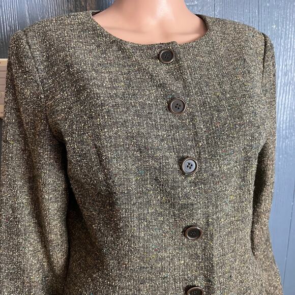 Talbots Tweed Skirt Suit 12 Y2K Career Academia Church Dinner Date Old Money - Picture 2 of 6